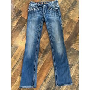 Rock Revival Celine Boot Cut Jeans Flap Pocket Bling Swarovski Crystal Size 28